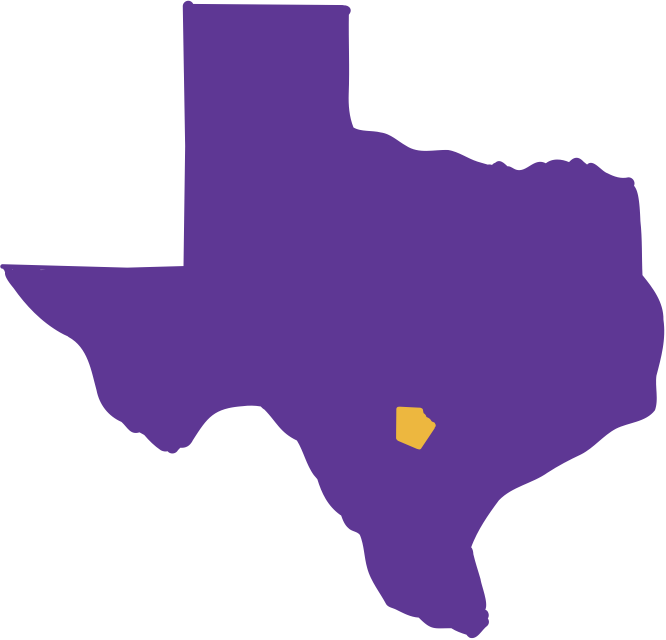 Illustration of Texas with Bexar County highlighted