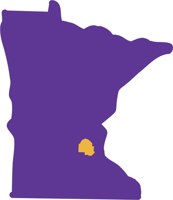 Illustration of Minnesota with Hennepin County highlighted