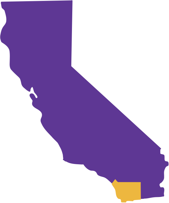 Illustration of California with San Diego County highlighted